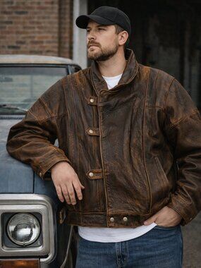Vintage Serge Hewet Leather military inspired  Pilot aviator Bomber Jacket M - L